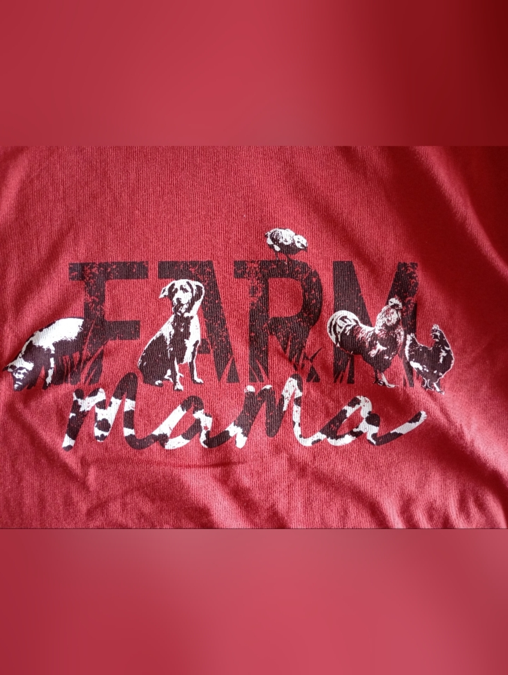 NWT Red 'Farm Mama' Graphic T-Shirt 100% Cotton - Picture 5 of 8